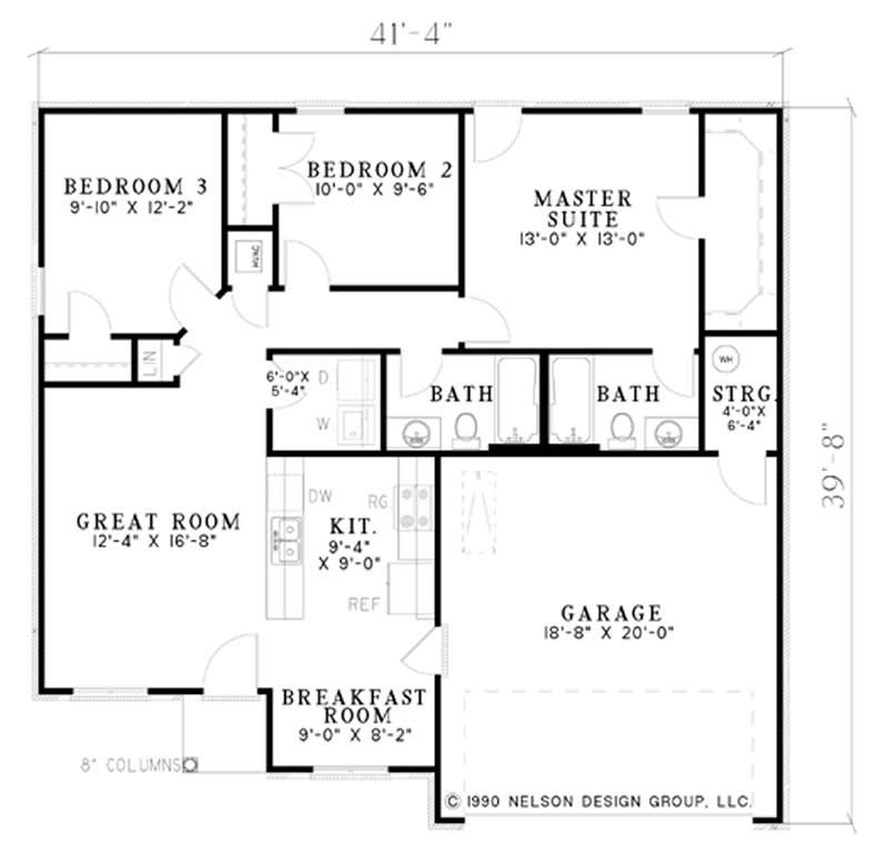 Floor Plan First Story of Ranch Plan #153-1905