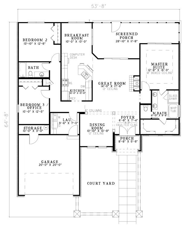 Floor Plan First Story of Country Plan #153-1906
