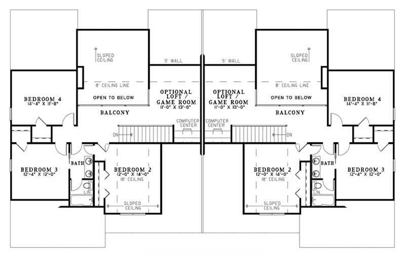 Floor Plan Second Story of Craftsman Plan #153-1907