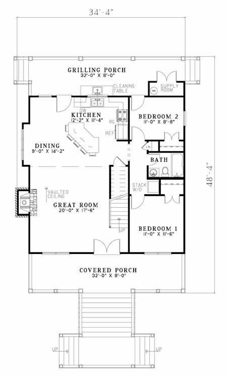 Floor Plan First Story of Coastal Plan #153-1908