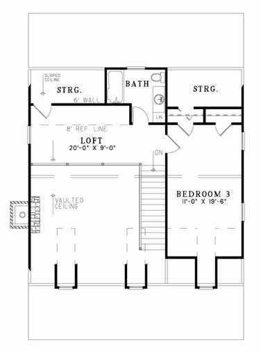 Floor Plan Second Story of Coastal Plan #153-1908