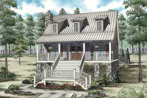 Front elevation of Coastal home (ThePlanCollection: House Plan #153-1908)