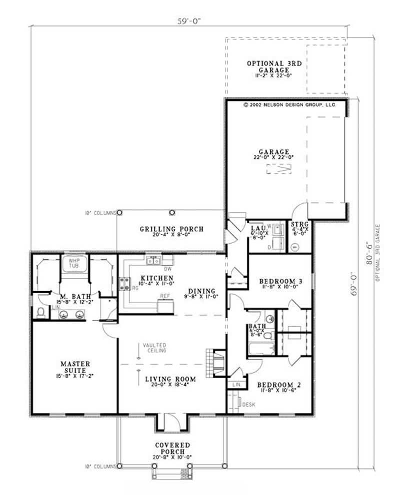 Floor Plan First Story of Farmhouse Plan #153-1909