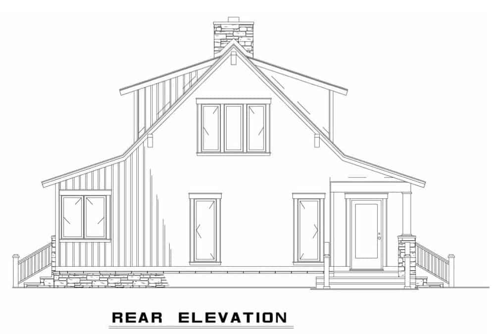 Home Plan Rear Elevation of this 3-Bedroom,2206 Sq Ft Plan -153-1910