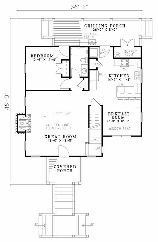 Floor Plan First Story of Cape Cod Plan #153-1911