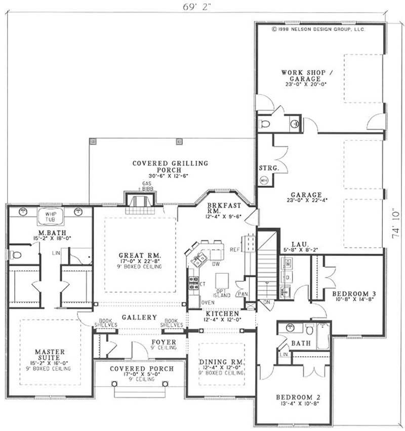 Floor Plan First Story of Country Plan #153-1914