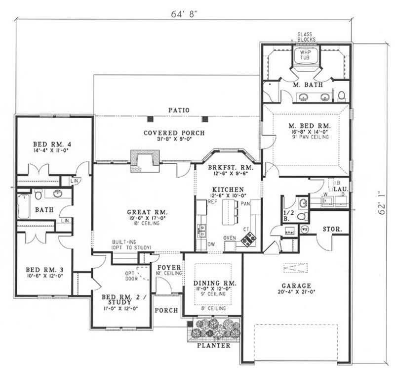 Floor Plan First Story of Southern Plan #153-1915