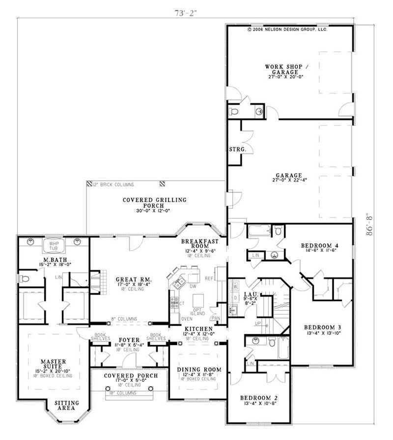 Floor Plan First Story of Country Plan #153-1917