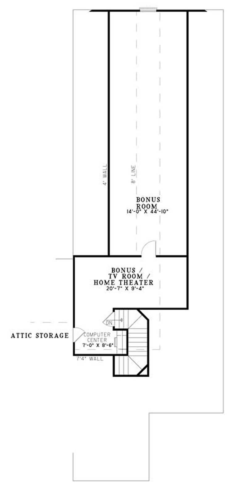 Floor Plan Second Story of Country Plan #153-1917