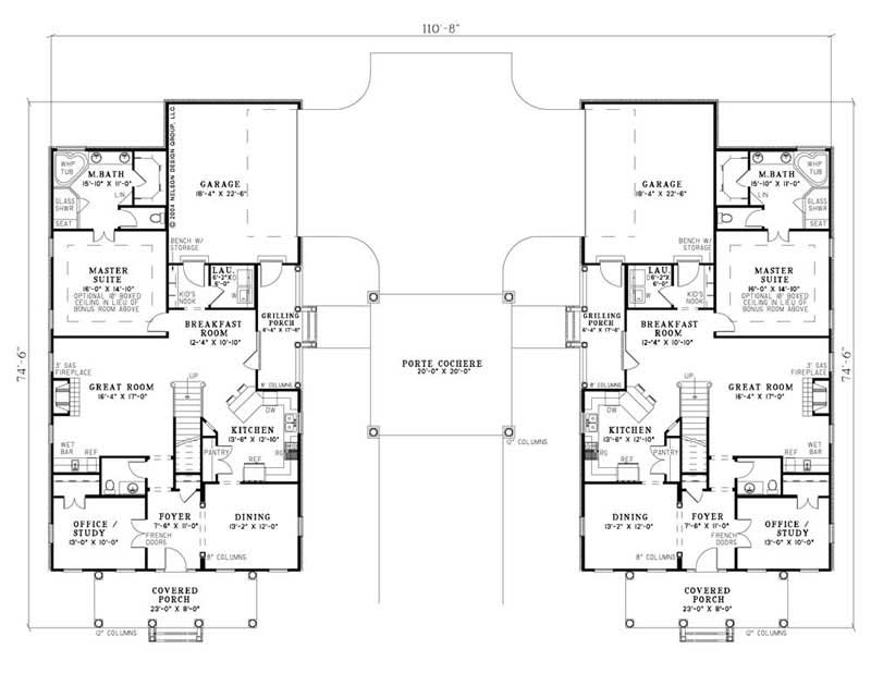 Floor Plan First Story of Country Plan #153-1918