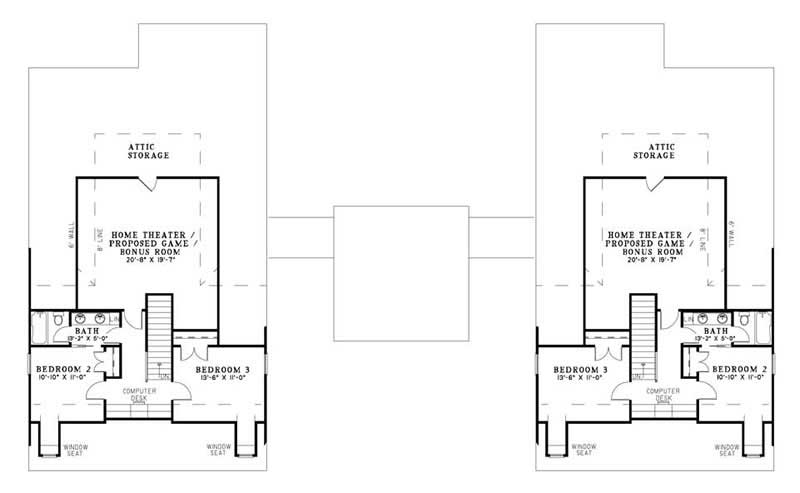 Floor Plan Second Story of Country Plan #153-1918