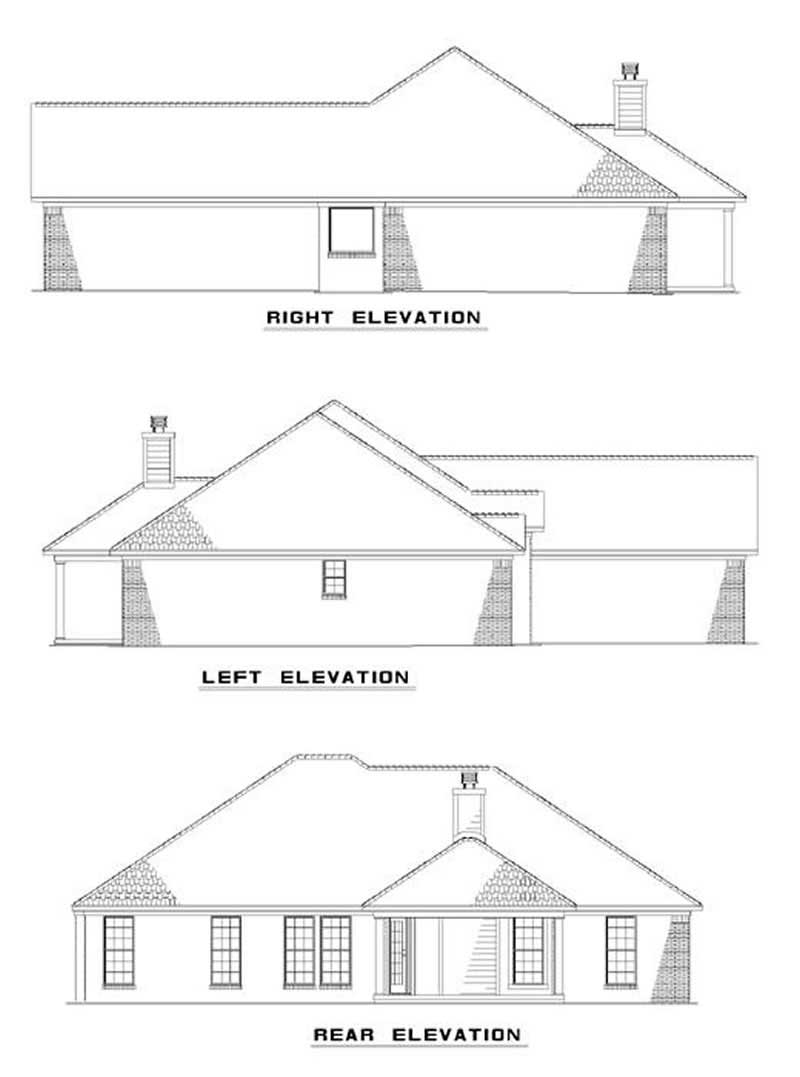 Home Plan Rear Elevation of this 3-Bedroom,1636 Sq Ft Plan -153-1919