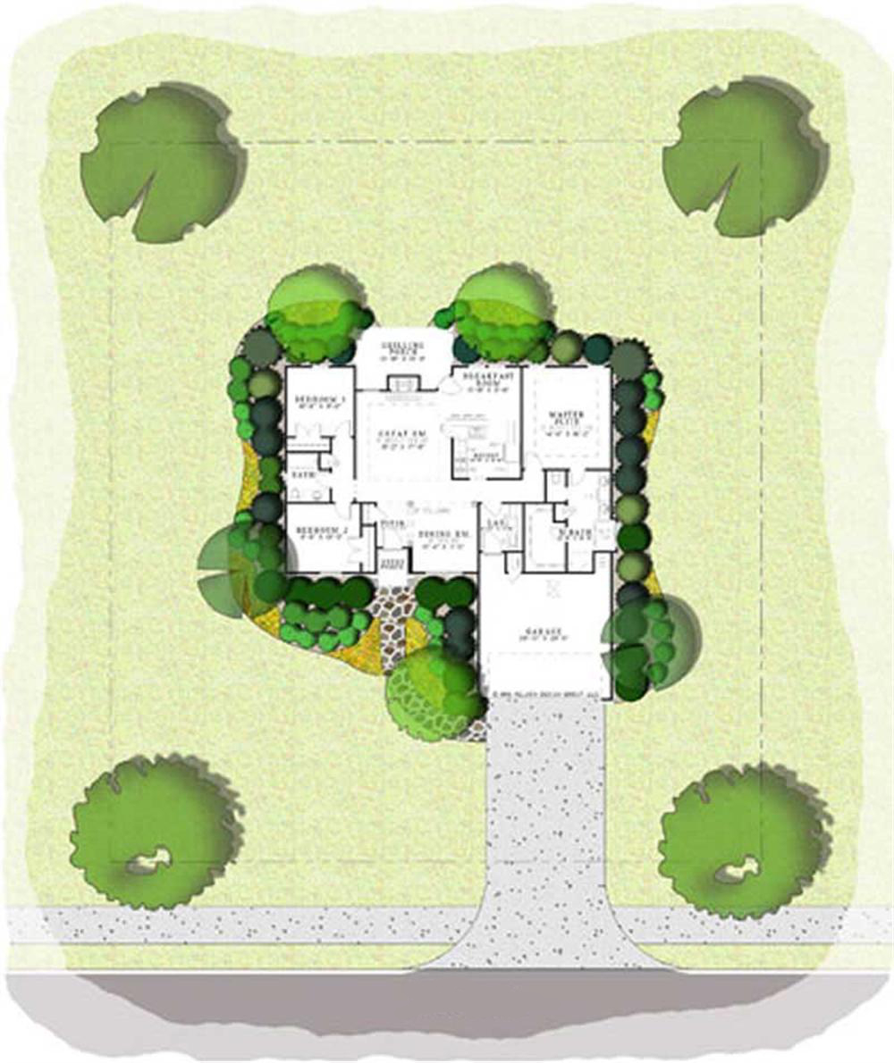 Aerial View of this 3-Bedroom, 1636 Sq Ft Plan - 153-1919