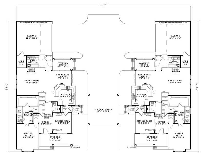 Floor Plan First Story of Country Plan #153-1925
