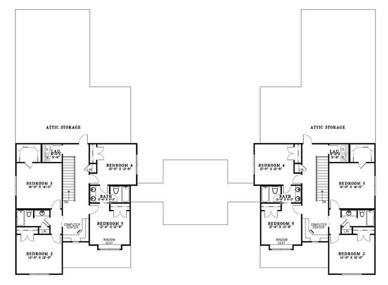 Floor Plan Second Story of Country Plan #153-1925