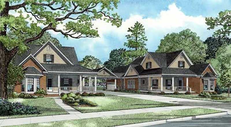 Front elevation of Multi-Unit home (ThePlanCollection: House Plan #153-1928)