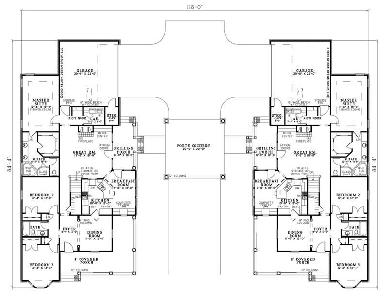 Floor Plan First Story of Country Plan #153-1928