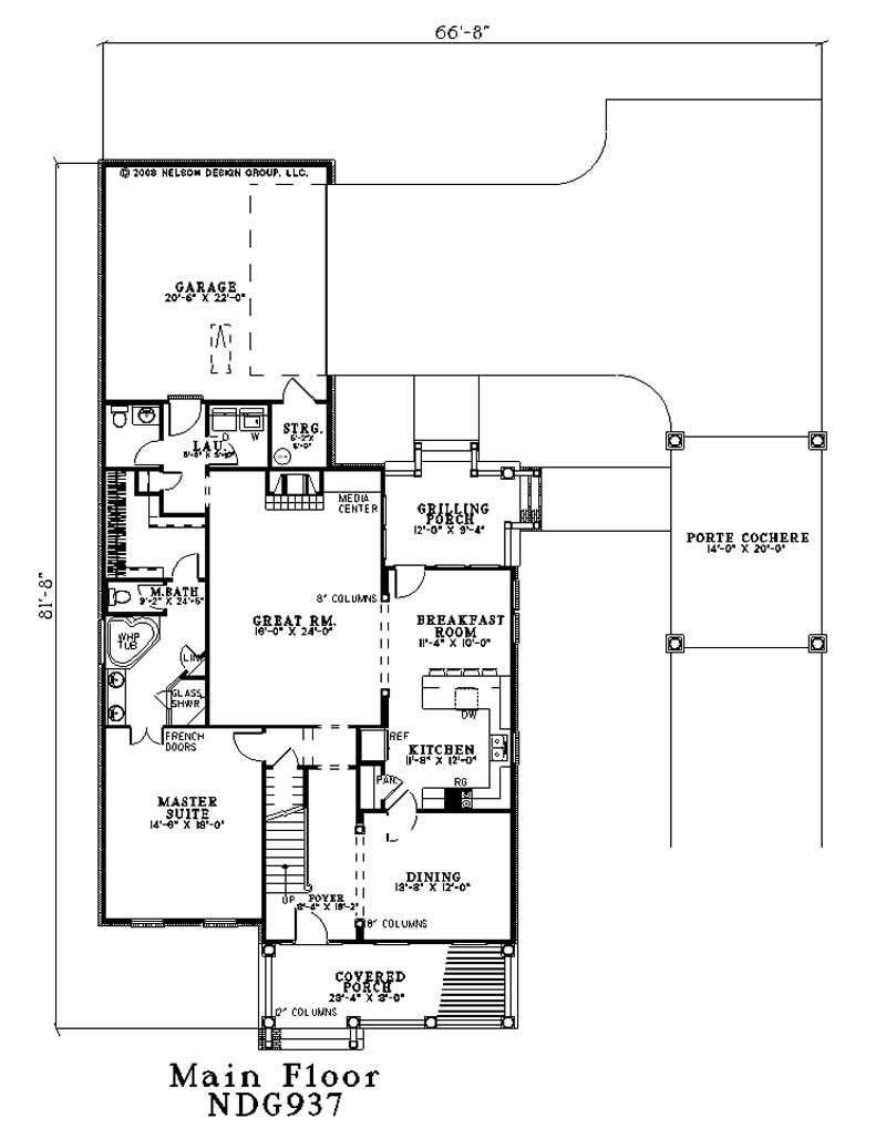 Floor Plan First Story of Colonial Plan #153-1930