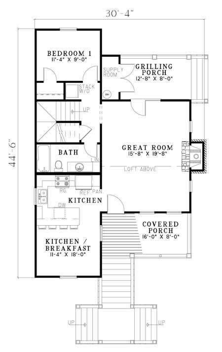 Floor Plan First Story of Country Plan #153-1932