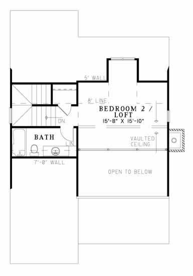 Floor Plan Second Story of Country Plan #153-1932