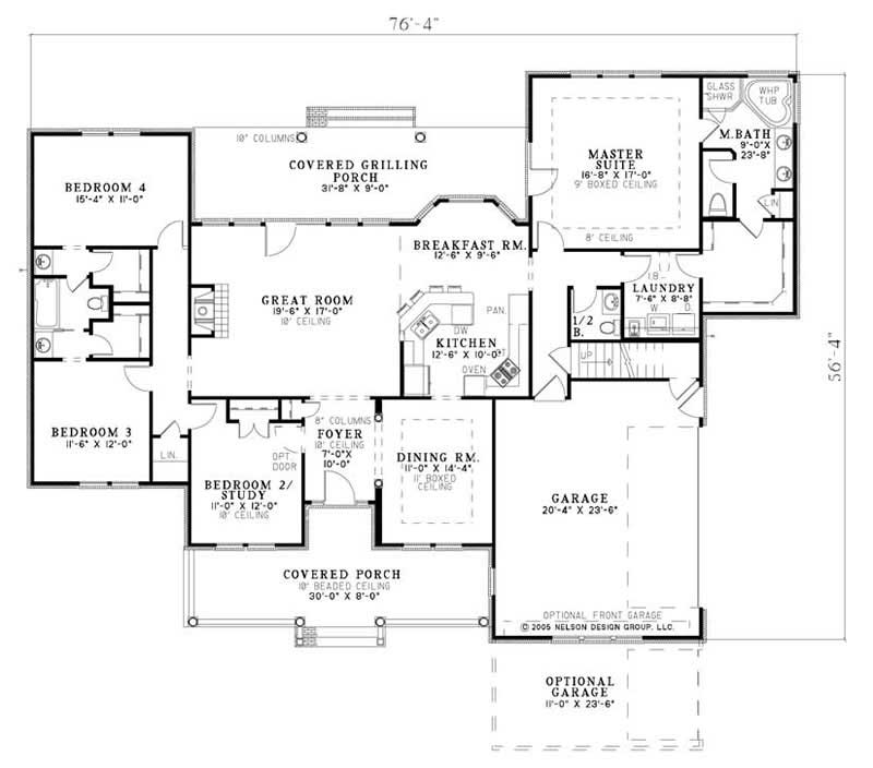 Floor Plan First Story of Country Plan #153-1933