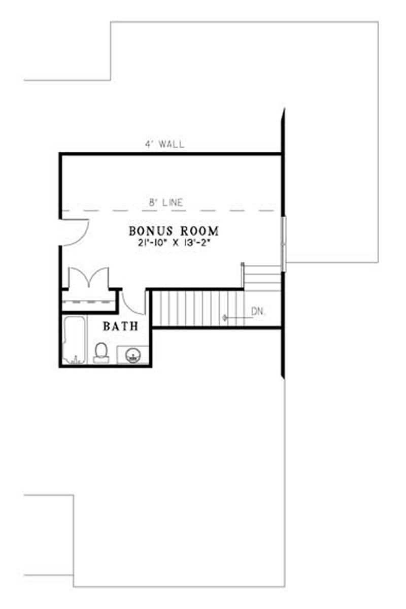 Floor Plan Second Story of Country Plan #153-1933