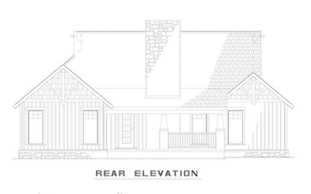 Home Plan Rear Elevation of this 3-Bedroom,1485 Sq Ft Plan -153-1935