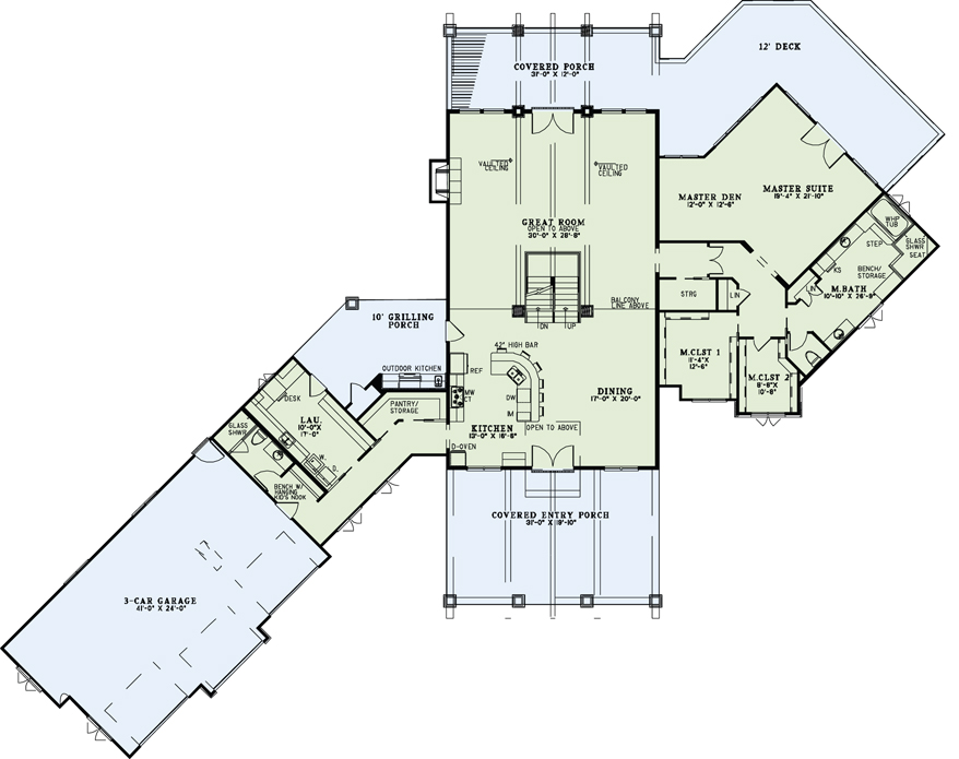 Floor Plan First Story of Luxury Plan #153-1937