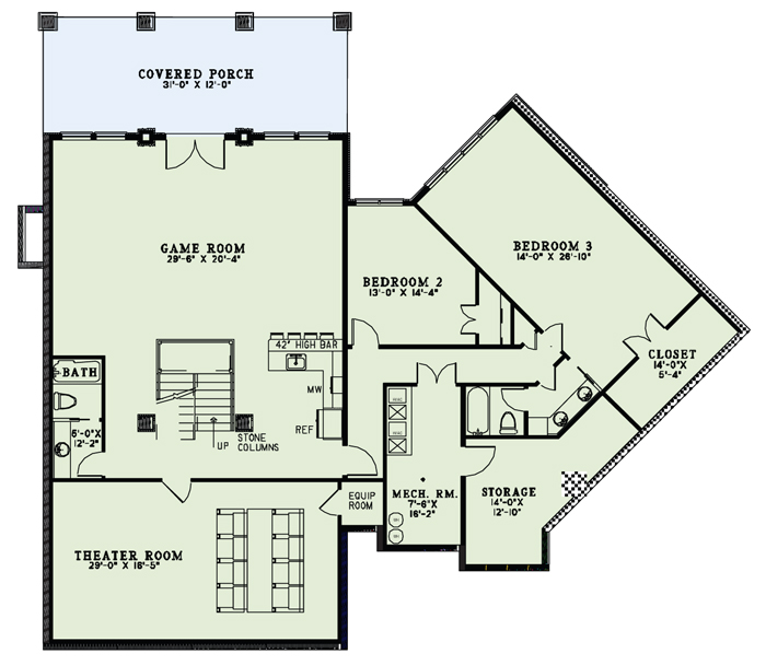 Floor Plan Basement of Luxury Plan #153-1937