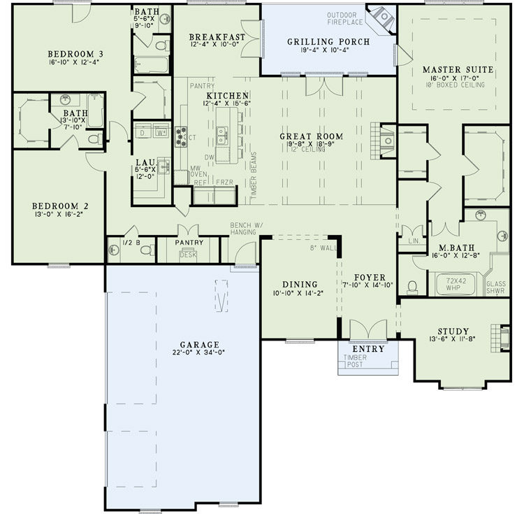 Floor Plan First Story of European Plan #153-1938