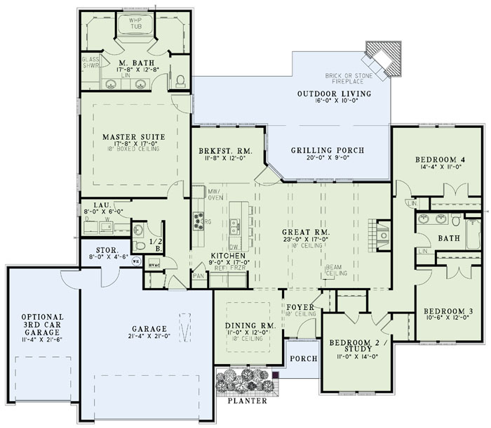 Floor Plan First Story of Ranch Plan #153-1939