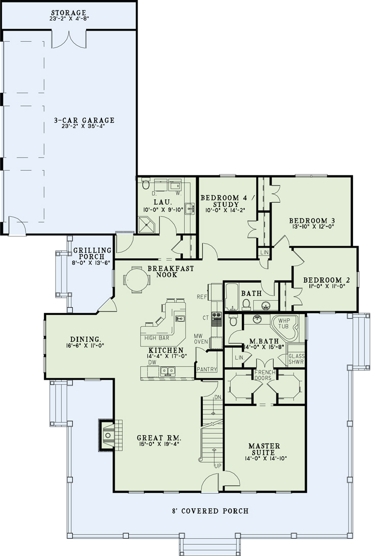 Floor Plan First Story of Farmhouse Plan #153-1940