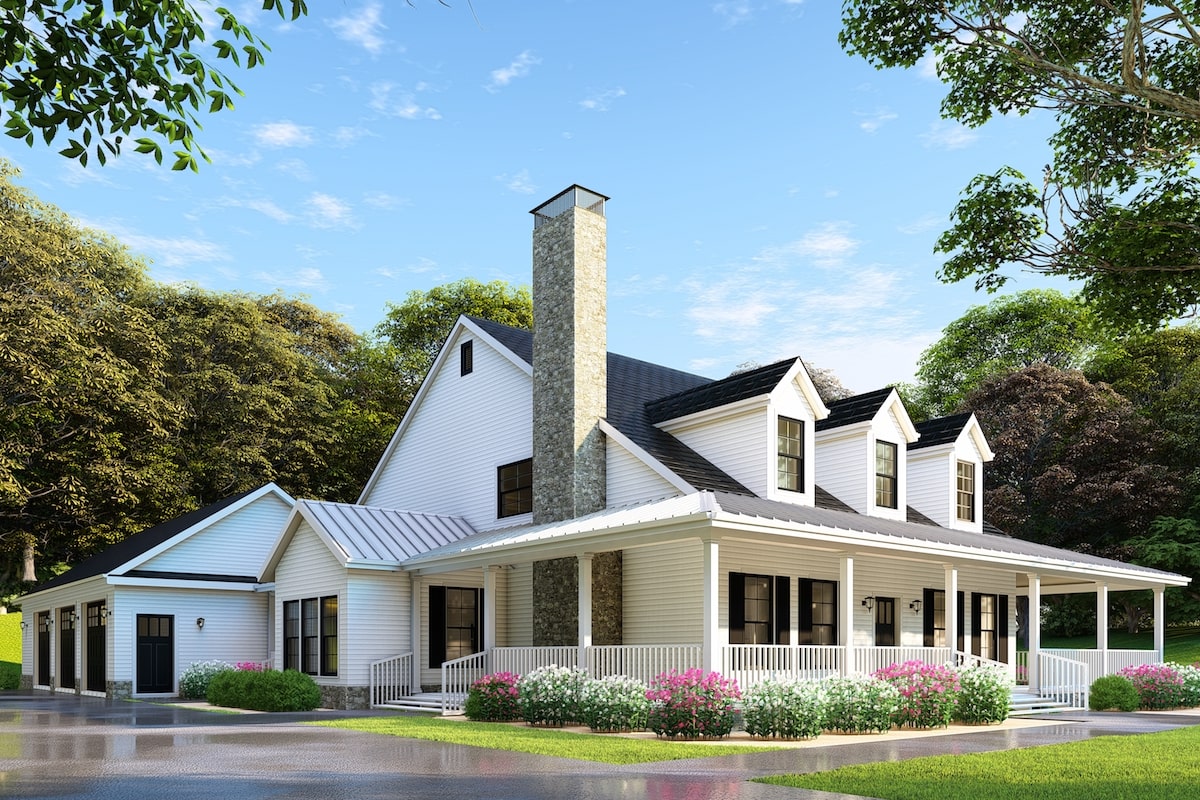 Country farmhouse style home (ThePlanCollection: Plan #153-1940)