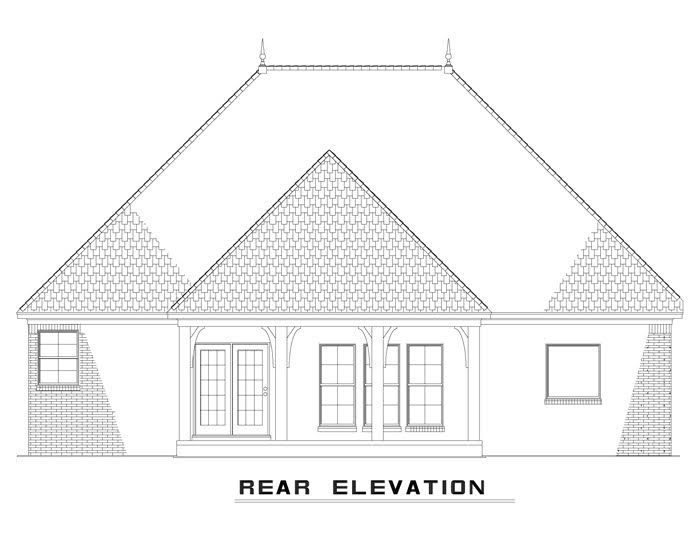 Home Plan Rear Elevation of this 3-Bedroom,1711 Sq Ft Plan -153-1943