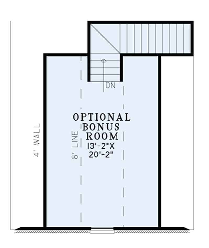 Floor Plan Bonus Room of Country Plan #153-1943