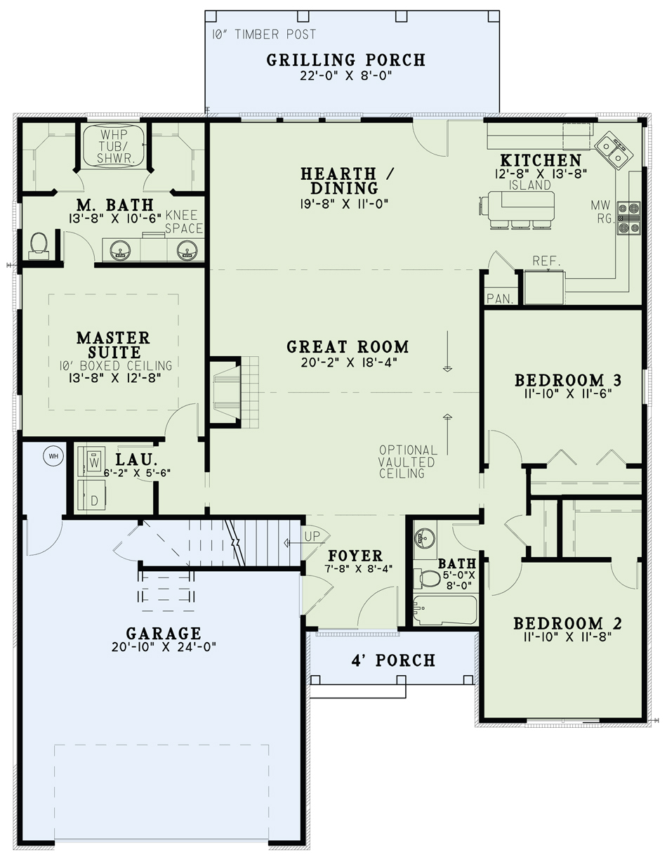 Floor Plan First Story of Country Plan #153-1943