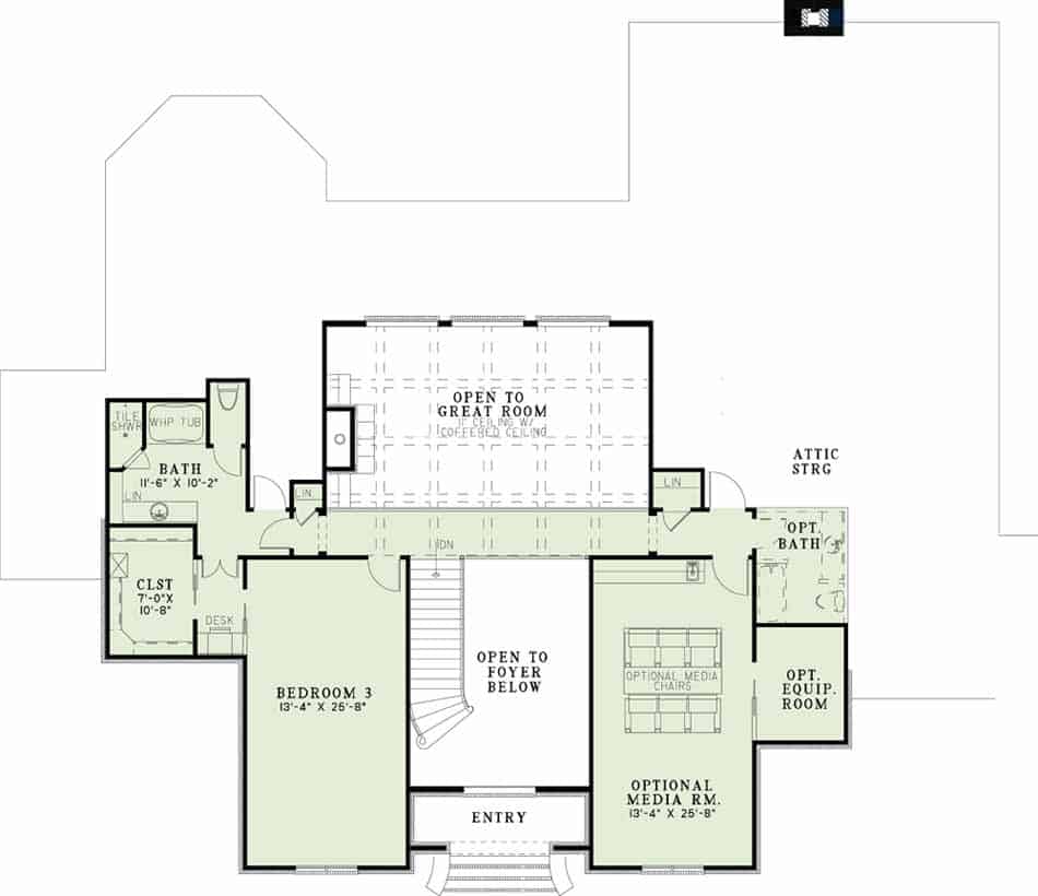 Floor Plan Second Story of Luxury Plan #153-1944
