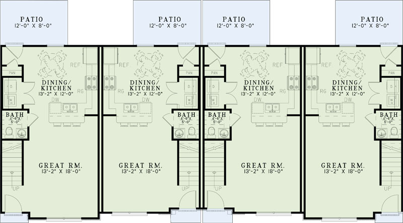 Floor Plan First Story of Multi-Unit Plan #153-1948