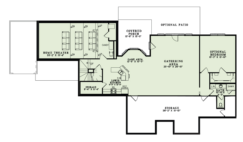 Floor Plan Basement of Country Plan #153-1950