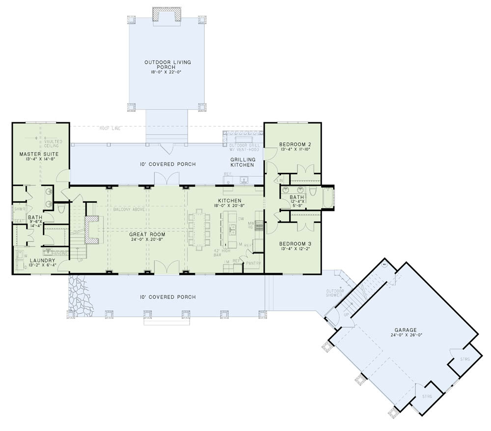 Floor Plan First Story of Craftsman Plan #153-1951