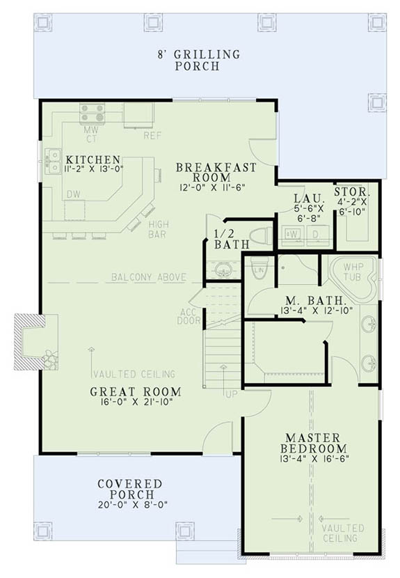 Floor Plan First Story of Cottage Plan #153-1952