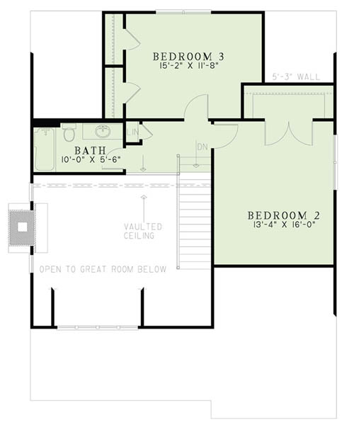 Floor Plan Second Story of Cottage Plan #153-1952