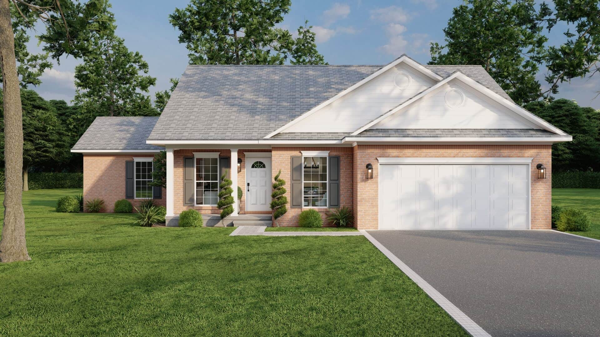 The Plan Collection: Front Elevation of Ranch House # 153-1954