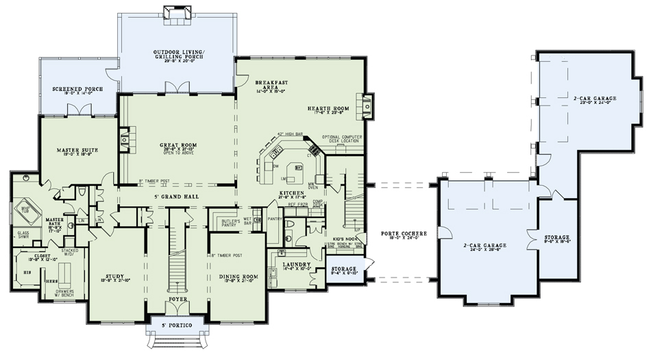 Floor Plan First Story of Luxury Plan #153-1975