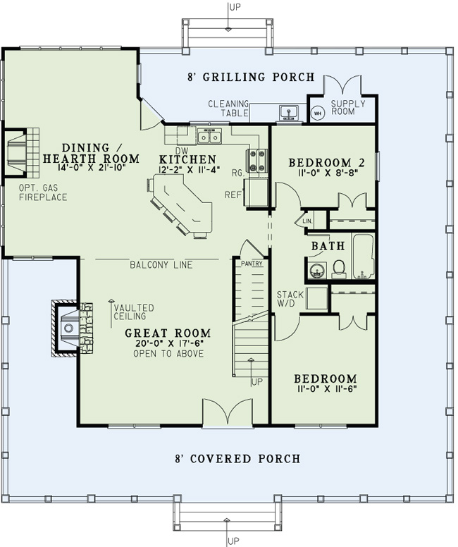 Floor Plan First Story of Farmhouse Plan #153-1976