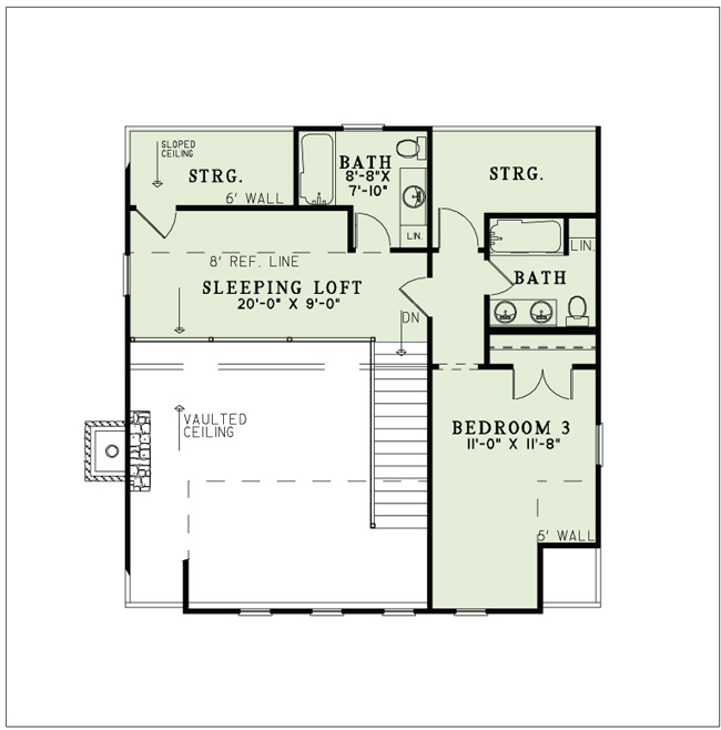 Floor Plan Second Story of Farmhouse Plan #153-1976