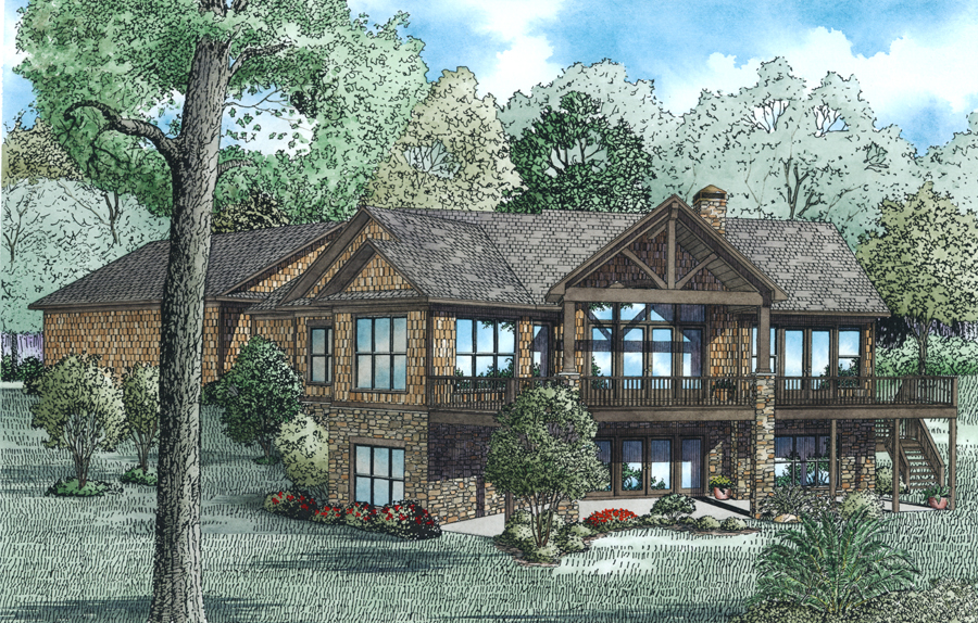 Home Plan Rear Elevation of this 4-Bedroom,3140 Sq Ft Plan -153-1977
