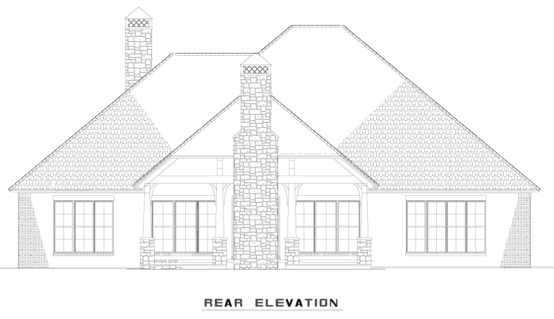 Home Plan Rear Elevation of this 3-Bedroom,3307 Sq Ft Plan -153-1978