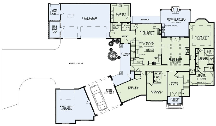Floor Plan First Story of Luxury Plan #153-1980