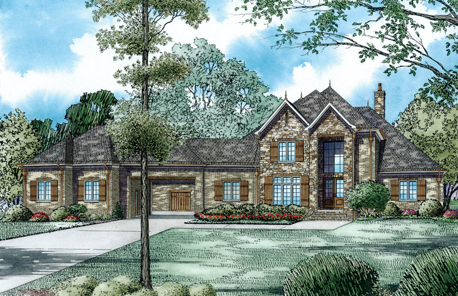 Front Elevation of this Luxury House (#153-1980) at The Plan Collection.